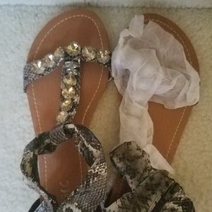 NEW EUROPEAN Faux Snakeskin Sandals